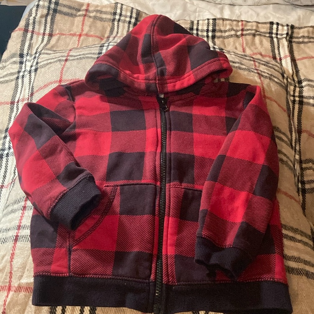 Kids Red Plaid Hoodie